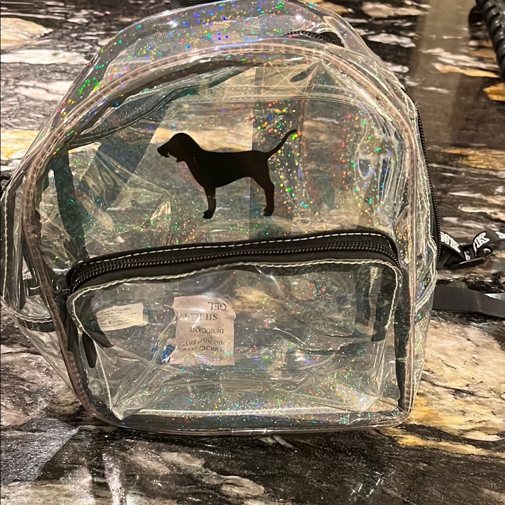 Victoria Secret PINK Clear Glitter Mini Backpack